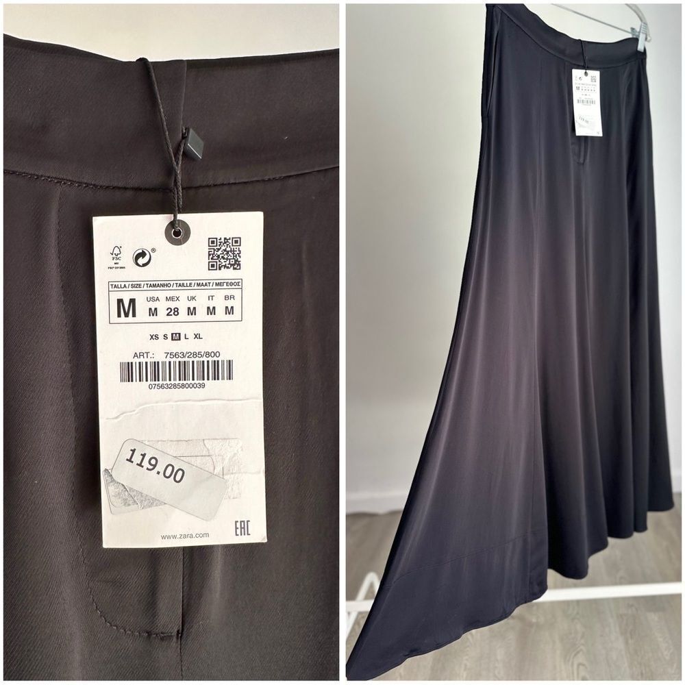 Zara Flowy Skirt Limited Edition Black New - Picture 3 of 5